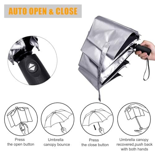 G4Free 42/46 Inch Travel Folding Umbrella Windproof Compact UPF 50+ UV Protection Double Canopy Silver Coating Sun Rain Umbrella — view 6