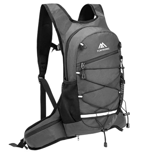 Flintronic Lightweight Breathable Bike Backpack, 8L Waterproof Breathable Cycling Bicycle Rucksack, Hydration Backpack, Reflective Bag, Foldable Running Daypack for Cycling, Jogging, Hiking-Gray