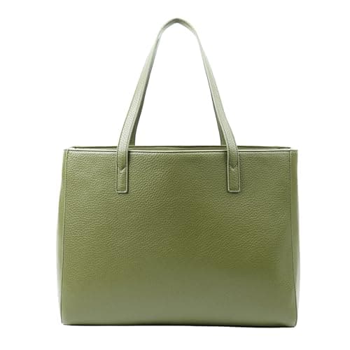 Tommy & Kate GLORIA Spacious Tote Bag for Women Shoulder Laptop Tote Bag Large PU Leather Ladies for Work School Business with Zipped Compartment and Inner Pocket (Olive)
