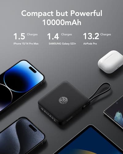 VRURC Mini Portable Charger with 4 Built-in Cable 22.5W Fast Charging — view 4