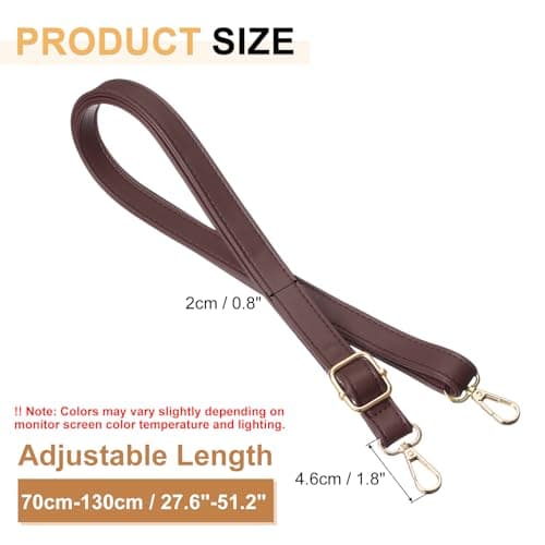sourcing map Leather Purse Strap Crossbody, 27.6-51.2 Inch Dark Brown — view 2