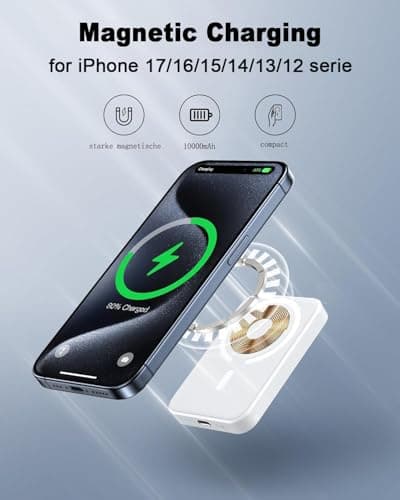 Power Bank, Ultra-Slim 10000mAh Wireless Portable Charger, 20W Magnetic Power Bank Fast Charging with USB-C in&Out, Battery Pack for iPhone Air/17/16/15/14/13/12 Plus/Pro/Pro Max, Samsung, Android — view 4