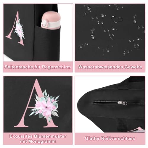 Vavabox A-Z Initial Personalized Tote Bag, Waterproof Gifts for Women, Bridesmaids, Mom, Teachers, Friends (01-Black, O) — view 4