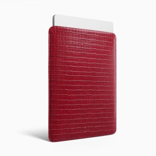 Comfyable 13 Inch Croc-Embossed Faux Leather Laptop Sleeve, Compatible with 13" MacBook Air M5 2026, MacBook Neo & MacBook Pro M2 2022, Slim Computer Case, Wine Red — view 2