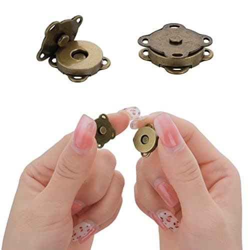 Prasacco 12 Sets Magnetic Buttons Button Magnets Clasps Bag Closures Fastener Magnetic Snaps for Purses Handbag Clothing Sewing Craft, 15mm 3 Colors, Silver — view 4