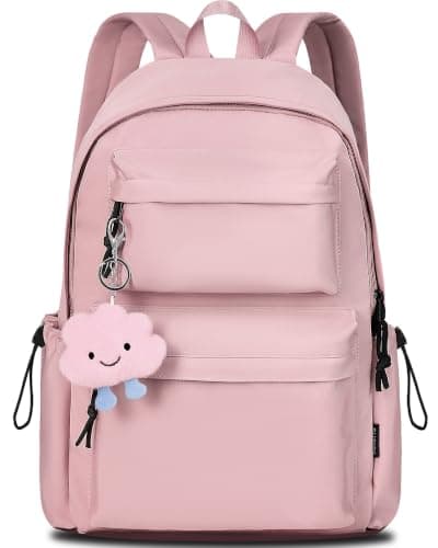 BECOJADDE School Bag for Girls, 15.6" Laptop Backpack for Women, Pink