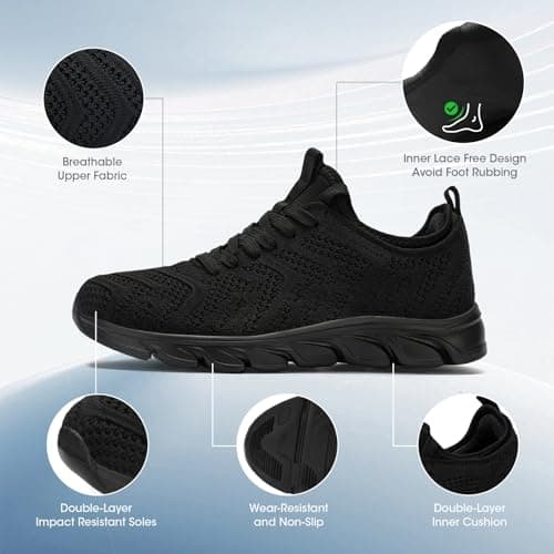 INYO Womens Trainers Running Shoes Fitness Sneakers Lightweight Breathable Jogging Walking Gym Sports Casual Trainers Tennis Shoes Black Size 5.5 UK — view 5