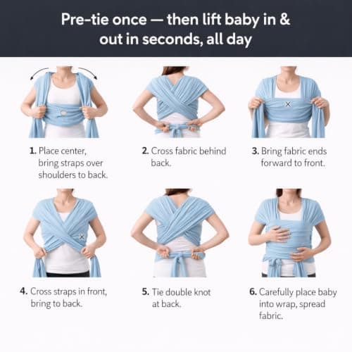 Trekki Pocket Wrap™ Baby Sling Carrier, Newborn to Toddler, Blue — view 3