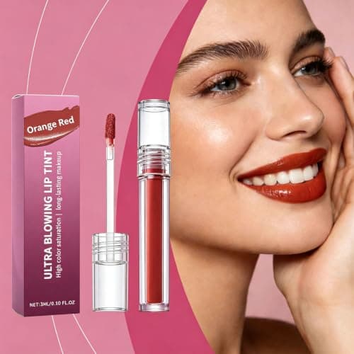 Doe Foot Lip Color Warm Red Finish ZEPHOCO Glossy Liquid, O red — view 2