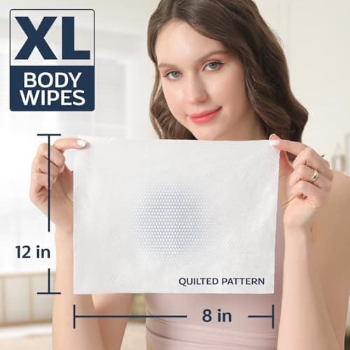 60 XL Body Wipes – Wet Wipes for Adults No Shower – 6 Packs of 10 – Extra Moist Bath with Aloe & Vitamin E for Camping, Travel, Gym & Bedridden Care — view 2