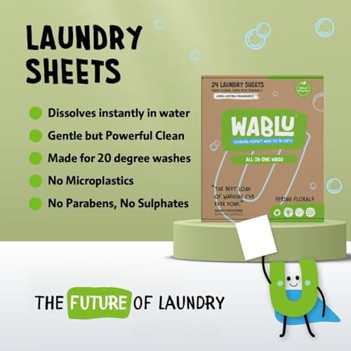 WABLU Spring Florals Laundry Detergent Sheets with natural enzymes (BIO) | Biodegradable All-in-one Washing Sheets | For all washing types | 24 Washes (or 48 small loads) — view 2