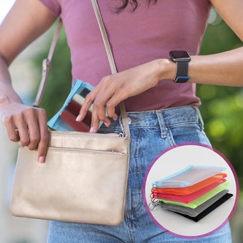 6 Pack Mini Zipper Mesh Bags 13x10cm Nylon Clear Toiletry Bag Makeup Cosmetic Mini Pouches Travel Coin Pouch Small Cosmetic Organizer Portable Travel Pouch for Lipstick Earphone Jewelry 6 Colors — view 5