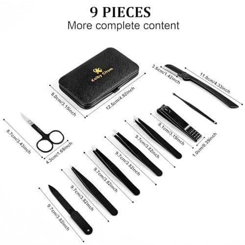 Tweezers and Nail Clippers Set 9 Pcs Precision Tweezers Kit, Black/Red — view 2