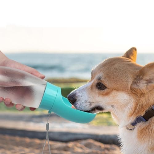 500ml Dog Water Bottle - Leak Proof Portable Pet Water Dispenser with Drinking Bowl Food Grade Dog Drinking Bottle for Outdoor Walking Hiking Travel - Blue — view 4