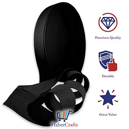 Habercrafts Heavy Duty Webbing Belt Strap Upholstery Webbing Cotton Blend 1 Inch for Bag Straps Rucksack Backpacks Luggage Bag Strap Cargo Strapping Belts (Black - 25mm - 3 Meters), CW_2_25MM_3M — view 3