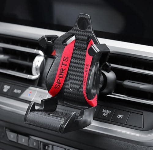 MAGSYNIX Racing Seat with Safety Belt Car Phone Holder Air Vent Mount – 360° Adjustable Cradle, Universal Fit for most phones, New Auto Accessories (Red)