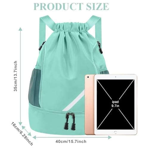flintronic Drawstring Backpack, Waterproof Sports Backpack, Large Gym Bag With Shoe Compartment and Water Bottle Mesh Pockets, for Sports School Beach Holidays Swimming Travel — view 2