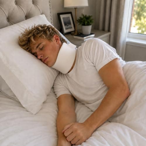 White Foam Neck Collar Neck Brace Adjustable Soft Cervical Collar for Neck Support, Neck Pain Relief & Whiplash Recovery, Orthopaedic Medical Neck Brace for Sleeping, Travel & Daily Wear (S/M Junior) — view 4