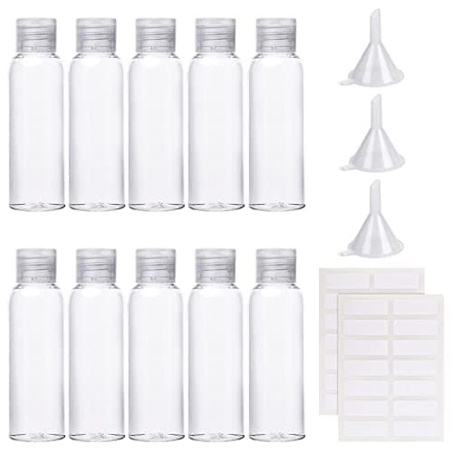 Sinofort 10Pcs 100ML Travel Bottles for Toiletries with Funnels and Labels