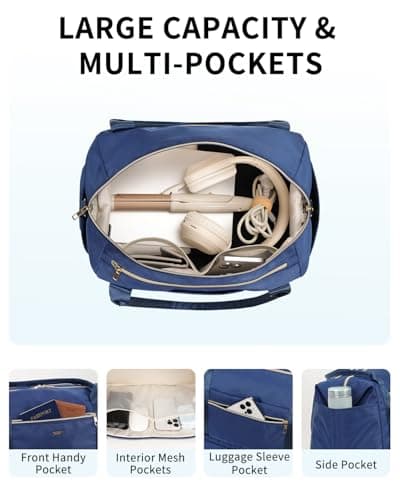 WANDF 45x36x20 Cabin Bag for EasyJet Airlines Underseat Carry on Hand Luggage with Shoe Compartment, Wet Pocket & TSA Approved Quart Size Bag, Travel Duffel Holdall for Women and Men (Navy Blue) — view 6