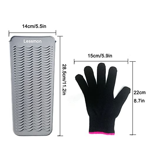 Lessmon Heat Resistant Mat Pouch with Glove for Styling Tools, Gray — view 6