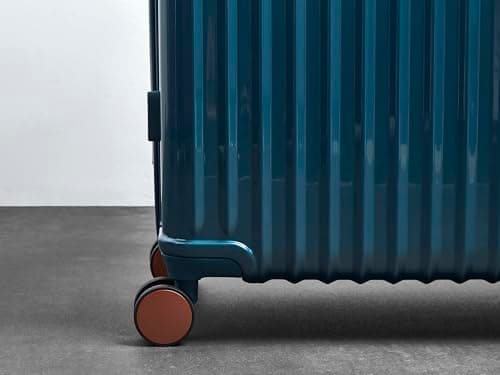 Rock Selene Medium Expandable Hard Shell Hold Suitcase in Blue - Elegant Design, 360 Swivel-Wheels, Telescopic Handle, Metallic Finish, Copper Accents & TSA Combination Lock - 66x45x31cm 3.9KG — view 2