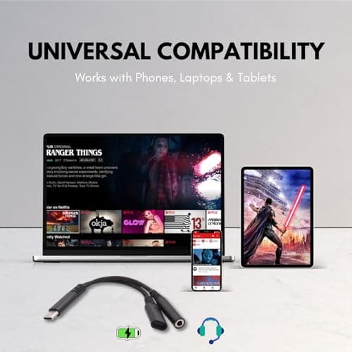 AJPARTS UK USB-C to 3.5mm Jack + Charging Splitter Cable – Short Adapter for Headphones + Power – Ideal for Travel, Car, Work & Gaming – 13.5cm BLACK (10 Pack) — view 6
