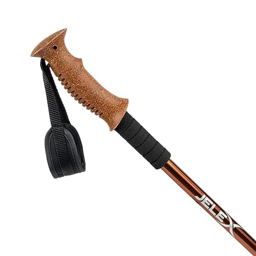 JELEX Nature Telescopic Walking Poles for Nordic Walking Adjustable, Includes Various Attachments for Outdoor Activities, Ultralight Hiking Poles with Antishock Technology (Brown Premium) — view 3