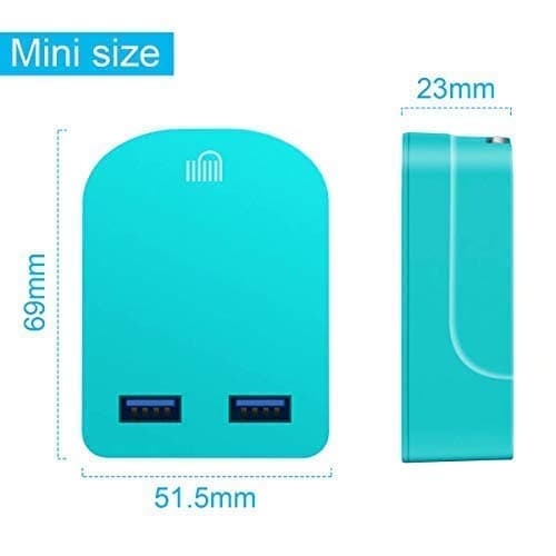 AMO Green Foldable Charger High-speed Dual USB wall adapter USB-A Ports Compact Travel Charger Compatible For iiPhone/i Pad/i Pod/Samsung Galaxy Tab/HTC/Tablet etc — view 5