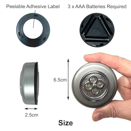 Hazeldene Stick On Lights 5 Pack, Battery Lights Indoor, Portable Light, Battery LED Puck Light for Indoor Use [Energy Class A] — view 5