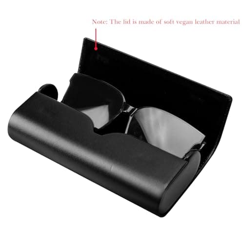 Linkidea Oversized Sunglasses Case, Large Frame Glasses Case for Sunglass, Eyeglasses Travel Bag Compatible with Rayban Double Bridge Round/Drifter Square/Aviator Titanium (Black) — view 2