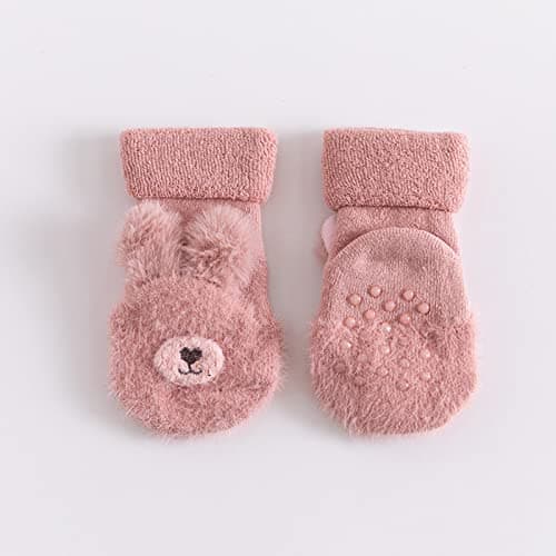 Baby Toddler Thermal Socks Anti-slip Grip Ankle Socks Cute Cartoon Animal Rabbit Pattern Sock Bootie Winter Thick Baby Fuzzy Floor Socks Infant Warm Indoor Velvet Socks for Boys Girls 1-3 Years Old — view 2
