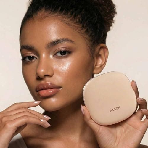 Fancii Mila 2 Compact Makeup Mirror with LED Light, Rechargeable, 10x /1x Magnifying, Tru-Glow Lighting System, Vegan Leather, Small Travel Mirror for Purses (Champagne Cream) — view 2