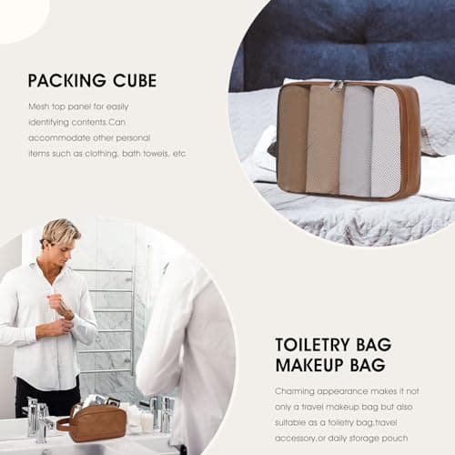 3PCS Faux Leather Weekender Bag for Women Men Travel Bag Overnight Bags — view 2