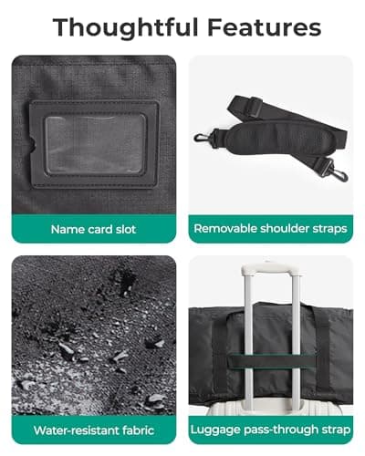 BAGSAMRT 60L Foldable Travel Duffle, Large Holdall Bag for Weekend Gym — view 6