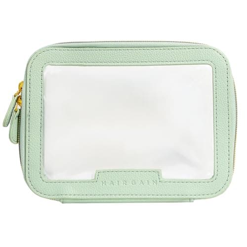Hair Gain Cosmetics Bag | Travel Makeup and Toiletry Organizer | Large, Transparent, Portable, Waterproof | Vanity Case for Women and Girls - Mint Green