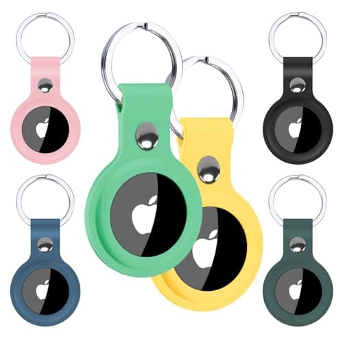 Alyvisun AirTag Holder [6 Pack], Colorful AirTag Keyring, Waterproof Silicone AirTag Case