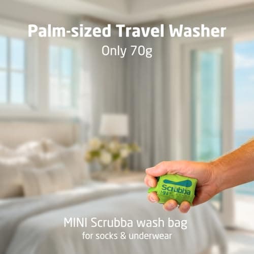 Scrubba MINI Wash Bag – Ultra-Compact Portable Washing Machine – Pocket-Size Clothes Washer for Travel, Camping & Hiking – Dry Bag & Laundry Essentials – Use with Detergent or Hand Soap – 70g — view 2