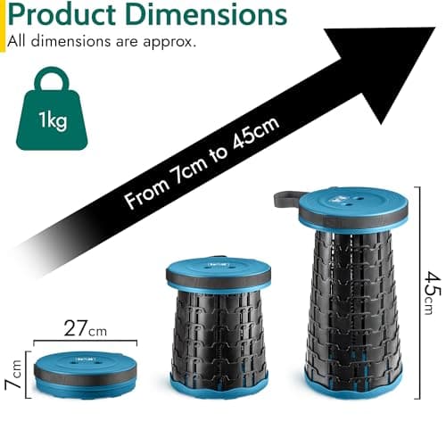 Trail Telescopic Stool, Adjustable 7cm–45cm, Teal — view 2