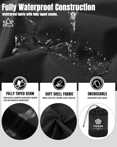 TOG24 Craven Mens Waterproof Packaway Jacket with Bag, Full Length Zip and Adjustable Hood, Breathable, Windproof — view 3