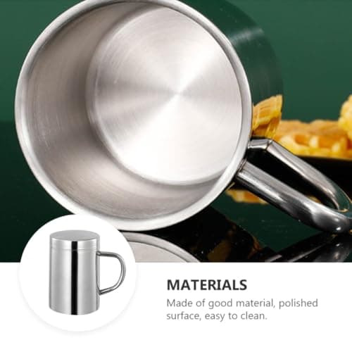 FUNNETOYU Stainless Steel Double-Layer Mug Silver with Handle — view 3