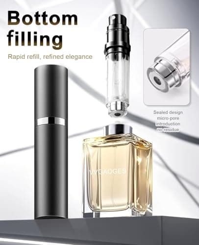 VVGAOGES Perfume Atomiser,Portable Refillable Empty Perfume Spray,Mini Perfume Bottles Empty for Travel 5ml (Silver) — view 2