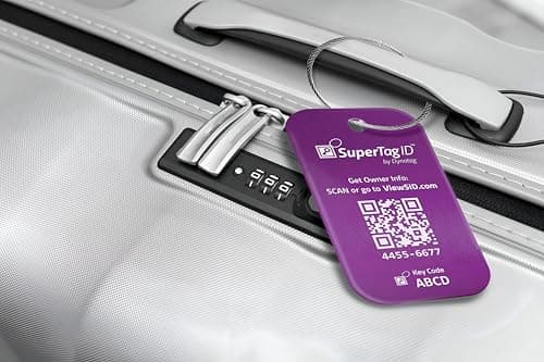 Dynotag® Sentry Series Solid Metal Web Enabled Smart Luggage ID Tag + Steel Loop, w. DynoIQ™ & Lifetime Recovery Service (Imperial Purple, Anodized Aluminum) — view 5