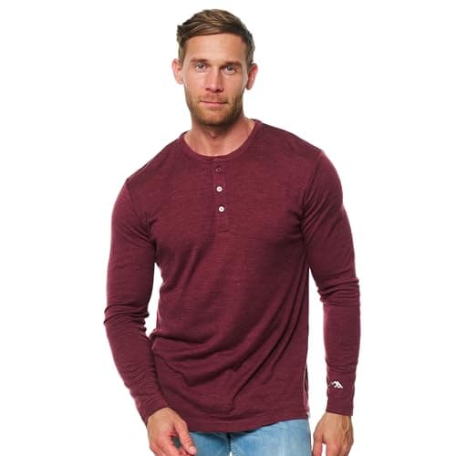Merino.tech 100% Merino Wool Base Layer Men - 3 Collar Option (Large, 170 Burgundy Hnly)