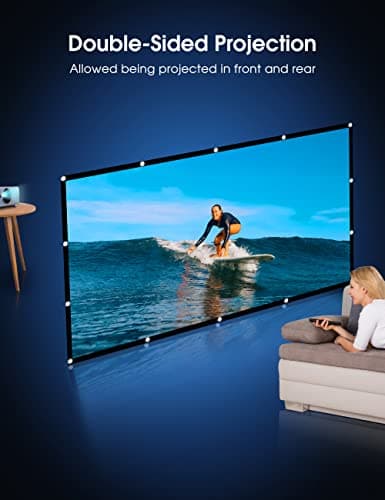 Projector Screen 100 Inch, Portable Movie Screen 16:9 HD 4K Foldable Theatre Cinema Screen, Double Sided Projection Screen for Outdoor School Home Office, 221cm(W) X 125cm(H) — view 3