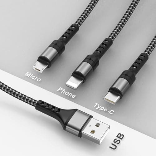 RAVIAD Multi Charger Cable 3 Packs 1.2M 3 in 1 Charging Cable Nylon Braided — view 2