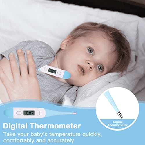 VicBou 8pcs Baby Grooming kit, Newborn Baby Care Accessories with Zipper Box, Baby Hair Nail Thermometer Care Set, Baby Healthcare Set for Newborn Infant, Toddler Girls & Boys (Blue) — view 5
