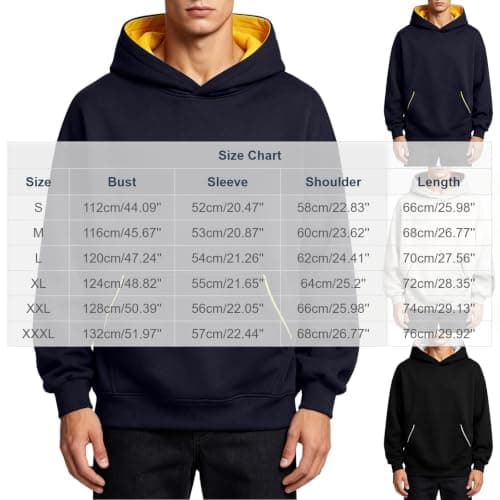 Men's Fleece Lined Hoodie Oversized Contrast Pullover Winter Coat — view 3