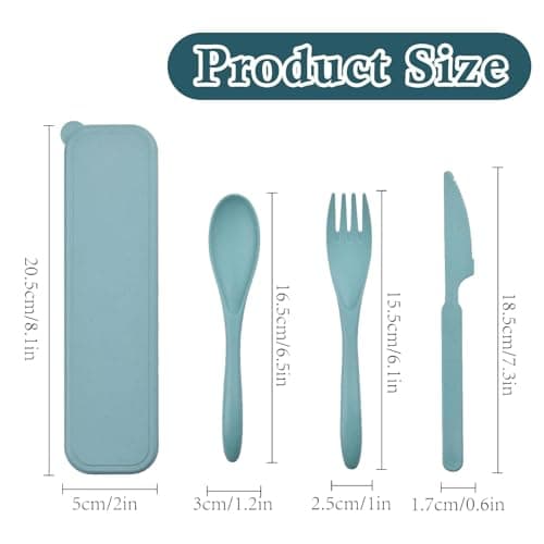 2 Sets Portable Reusable Cutlery Set with Case - Eco-Friendly Plastic Utensils for Travel & Outdoor Dining | Compact & Lightweight | Sustainable & Durable | Ideal for Lunch, Camping, Picnic — view 2
