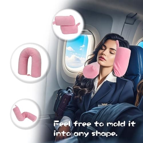 EPROICKS Travel neck pillow Twist, Travel Cushion for Airplane, Flight Pillows for Long Haul Flights, Memory Foam Neck Support for adults, accessories (pink) — view 3